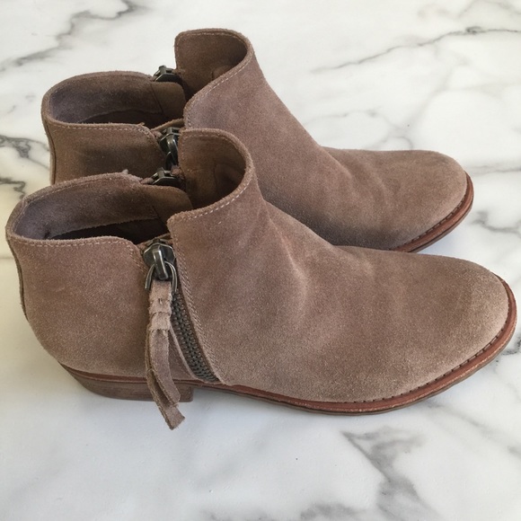 Dolce Vita | Tan Suede Booties with side zippers - Picture 3 of 8
